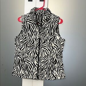 Charter Club Black and White Zebra Print Puffer Vest